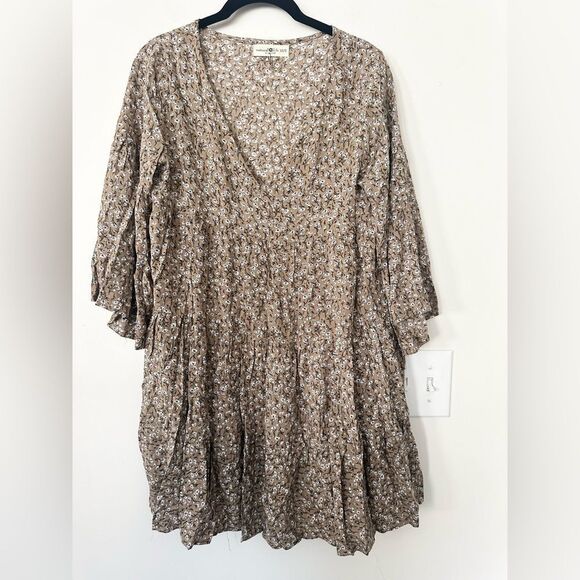 Natural Life Tiered Floral V-neck Mini Dress XS/S - Picture 1 of 4
